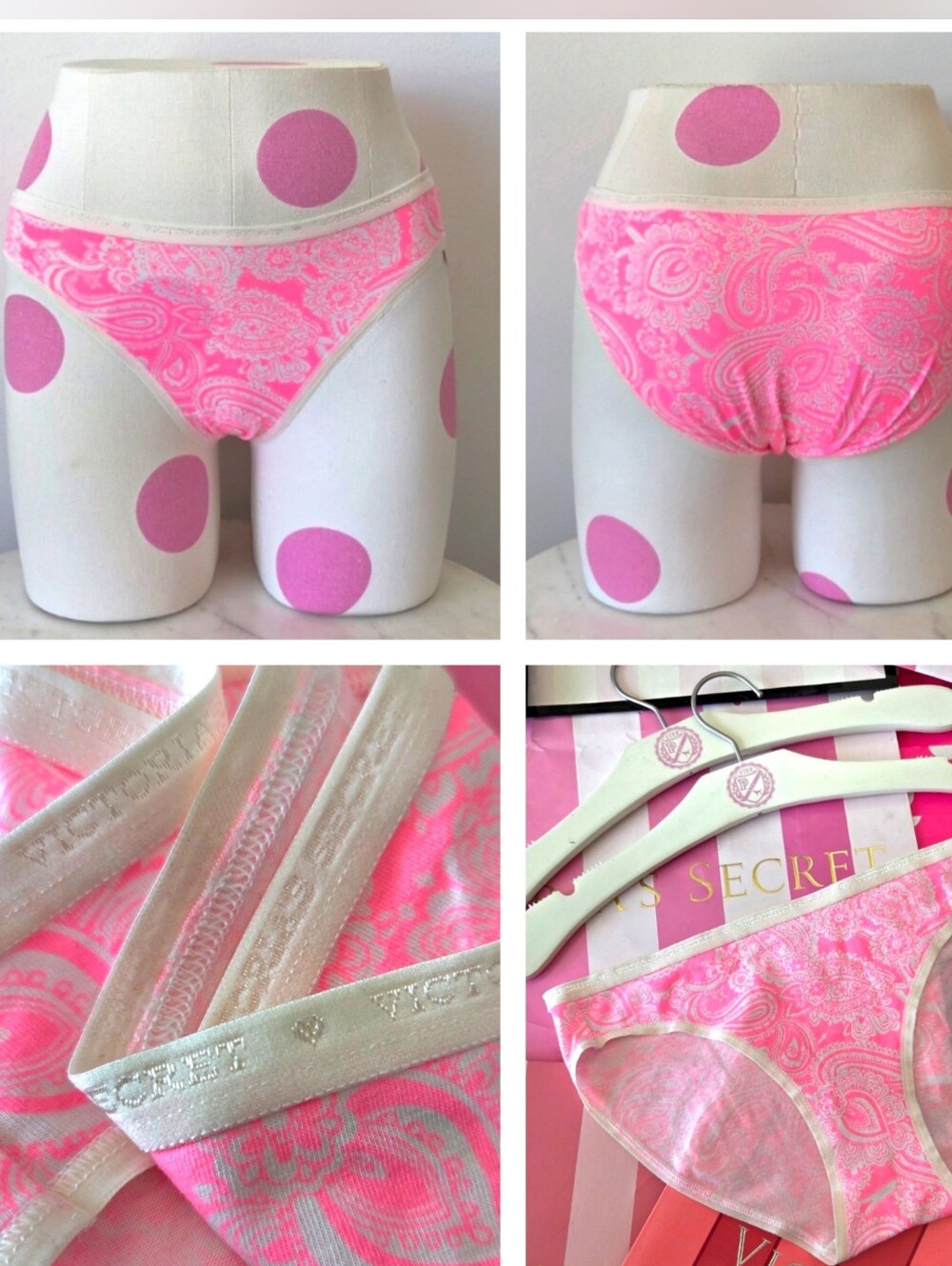 Victoria's Secret Pink VTG Paisley Floral Cotton Bikini Panty NWT Logo Waistband